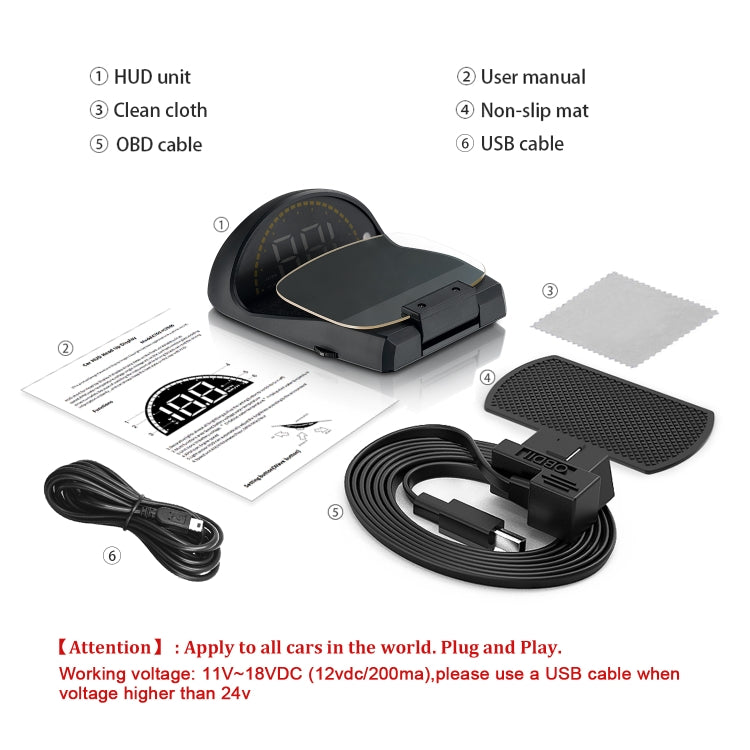C700S OBD2 + โหมด GPS รถ HUD Head-up Display Fault Alarm, C700S