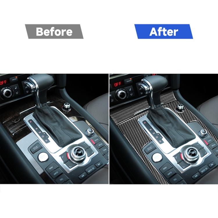 2 in 1 รถคาร์บอนไฟเบอร์แผงเกียร์ + ไฟแช็กสติกเกอร์ตกแต่งสำหรับ Audi Q7 2008-2015, Gear Panel + Cigarette Lighter