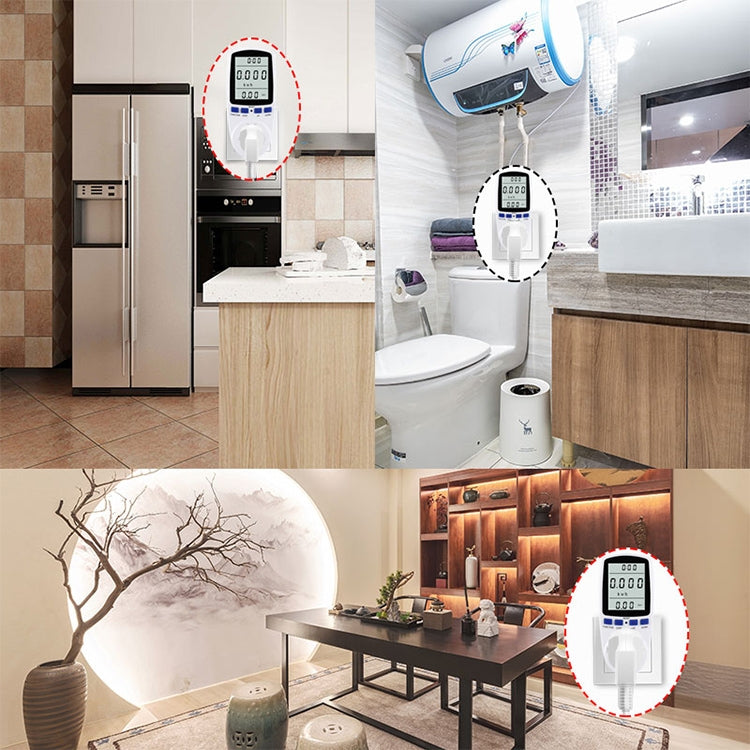 AC 230V 50Hz สูงสุด 16A จอแสดงผล LCD เครื่องวัดพลังงานวัตต์โวลต์แรงดันไฟฟ้าเครื่องวิเคราะห์พลังงานไฟฟ้าอัตโนมัติ Monitor เครื่องวิเคราะห์ Power, ปลั๊ก EU, AC 230V EU Plug