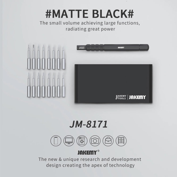 JAKEMY JM-8171 ชุดเครื่องมือไขควงมัลติฟังก์ชั่นระดับมืออาชีพ JAKEMY JM-8171 เครื่องมือช่างที่มีความแม่นยำ, JM-8171