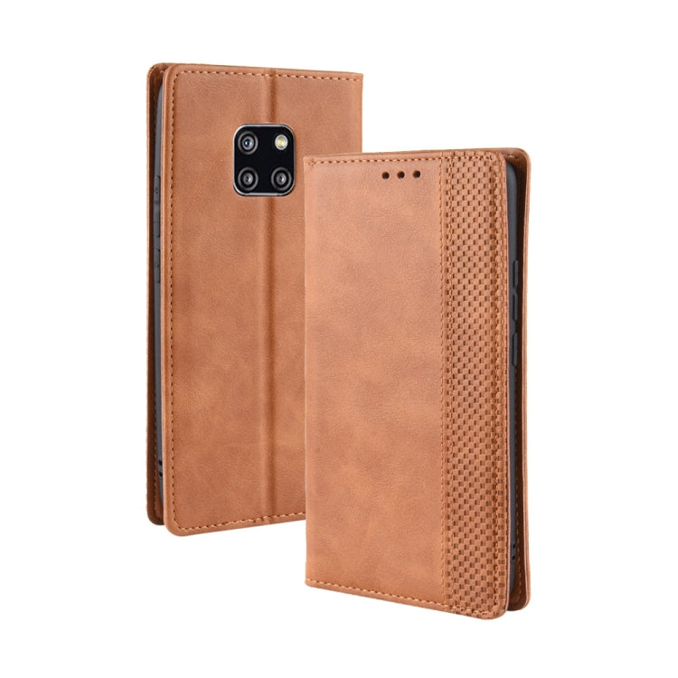 Magnetic Buckle Retro Texture ซองหนังพลิกแนวนอนสำหรับ Huawei Mate 20 Pro พร้อมตัวยึดและช่องเสียบการ์ดและกระเป๋าสตางค์, For Huawei Mate 20 Pro