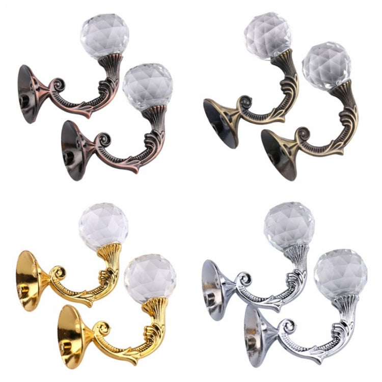 1 คู่วินเทจคริสตัลดอกไม้ลวดหนามม่านตกแต่งผนังตะขอ, 1 Pair Bronze