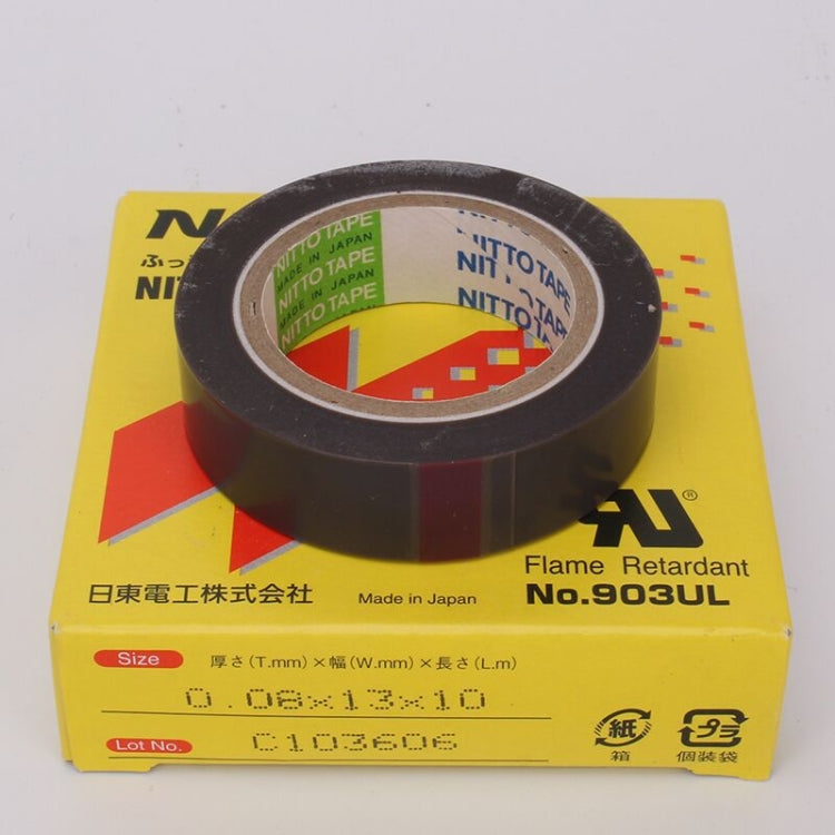 NO.903UL ความหนา 0.08มม. NITTO DENKO เทปเทฟล่อนอุณหภูมิสูงสำหรับเครื่องซีล ขนาด: 10ม. x 13มม., Size: 10m x 13mm