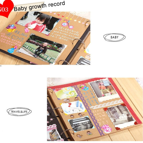 DIY ความคิดสร้างสรรค์หลวมประเภทหนังเทียมย้อนยุคเฆี่ยนเด็กการเจริญเติบโตอนุสรณ์อัลบั้มภาพ, Lashing