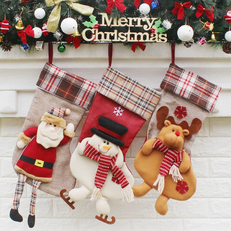 เครื่องประดับคริสต์มาสตกแต่งผ้าตาข่ายถุงน่องคริสต์มาสถุงของขวัญจี้, Elk, Snowman, Santa