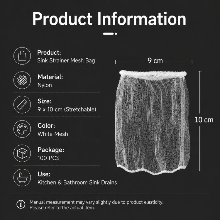 ถุงกรอง PCS 100 ชิ้นสำหรับตะแกรงอ่างล้างจานขนาด: 9x9 ซม, Filter Bag