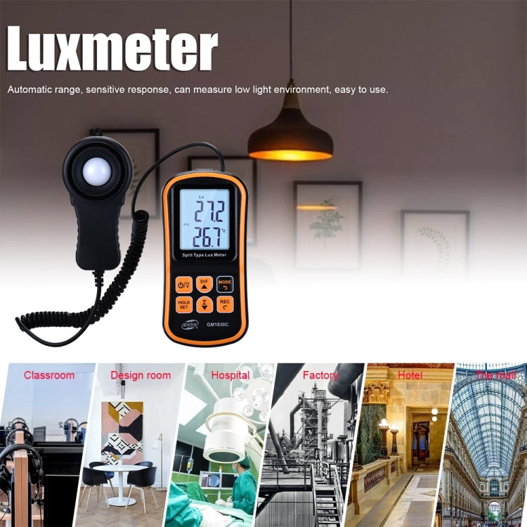 BENETECH GM1030C เครื่องวัดความสว่างดิจิตอลแบบแยกส่วนแบบพกพา LUX Meter, GM1030C