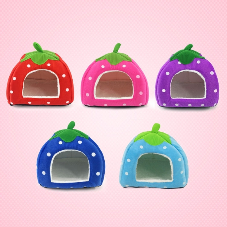 รังบ้านสัตว์เลี้ยงตุ๊กตาสั้นรูปสตรอเบอร์รี่พับได้ ขนาด: M, Red, Size M, Pink, Size M, Blue, Size M, Purple, Size M