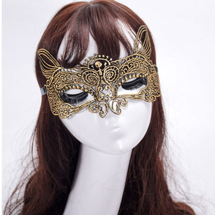 หน้ากากฮาโลวีนปาร์ตี้เต้นรำเซ็กซี่เลดี้ Bronzing Lace Cat King Mask, Bronzing Cat King