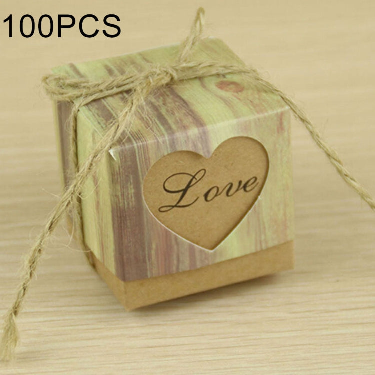 100 ชิ้นลายไม้แต่งงานลายรูปหัวใจโหลออกกระดาษคราฟท์กล่องน้ำตาลขนาด: 5x5x5 ซม., Black Heart-shaped, LOVE Heart-shaped