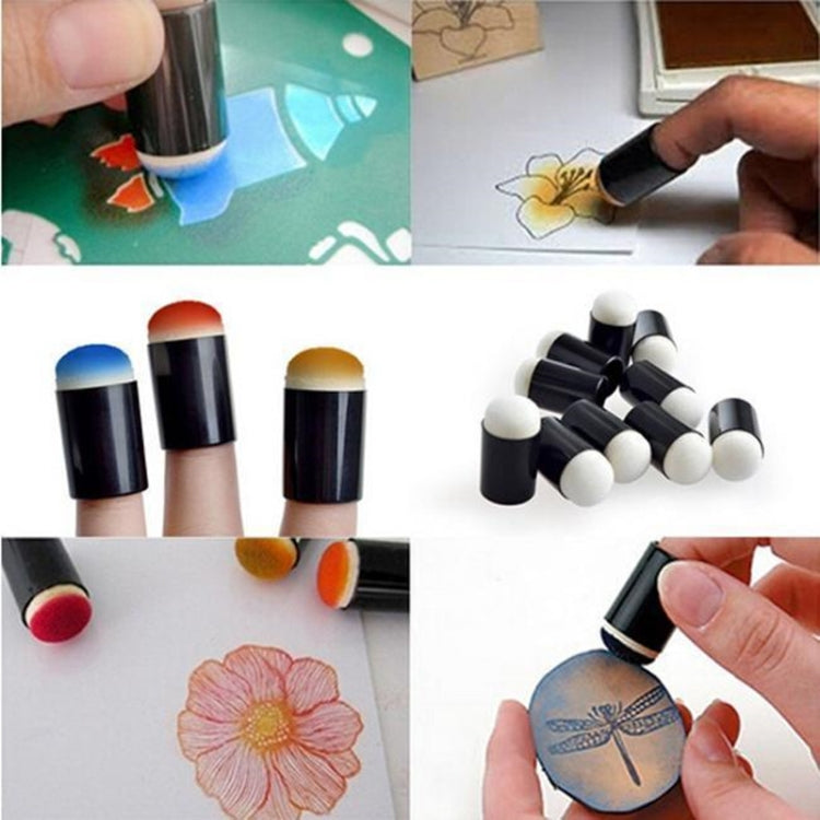 10 ชิ้นภาพวาดลายนิ้วมือฟองน้ำ Daubers ระบายสีโฟมปลายนิ้ว, Finger Painting Sponge
