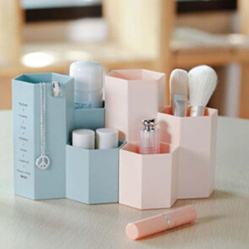 Creative หกเหลี่ยมผู้ถือปากกาเครื่องเขียนกล่องเก็บเครื่องสำอาง