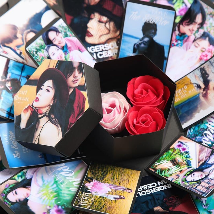 เซอร์ไพร์สหกเหลี่ยม Blooming DIY อัลบั้มทำมือกล่องภาพสร้างสรรค์กล่องของขวัญดาว, Handmade Album
