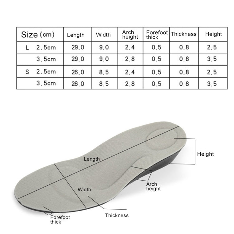 พื้นรองเท้าเพิ่มความสูง PU Breathable Sport ขนาด 3.5 ซม. ขนาด: L, Size: L (3.5cm)