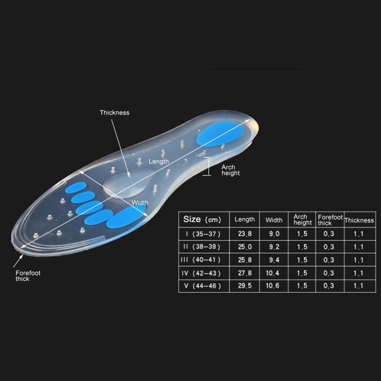 แผ่นรองรองเท้าซิลิกาเจลกันกระแทกแบบใส 1 คู่ ขนาด: 42-43หลา, Size: 42-43yards