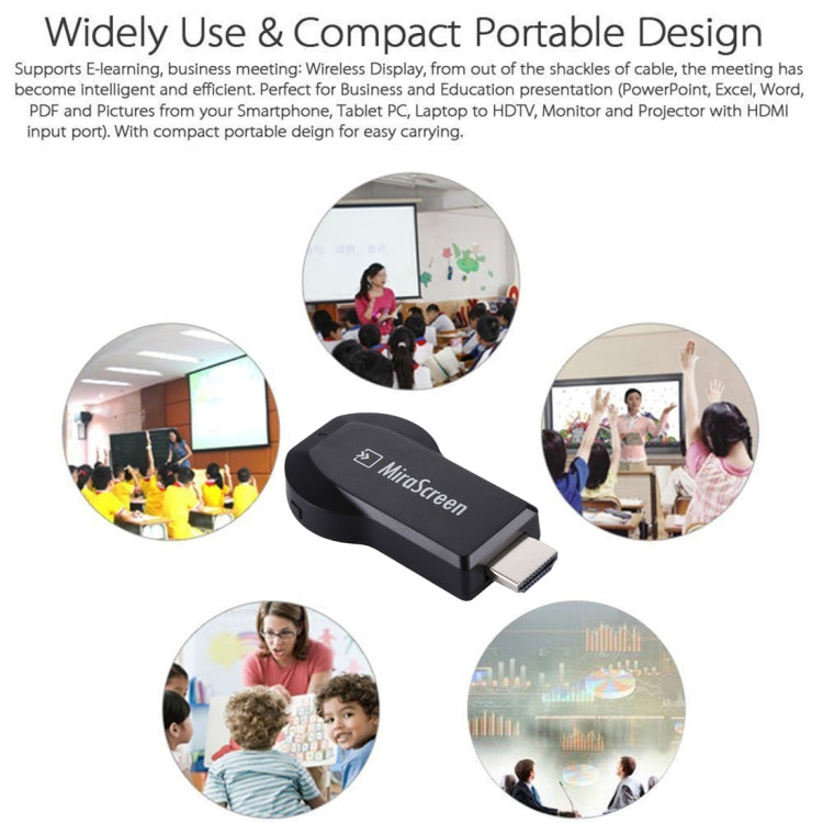MiraScreen WiFi Display Dongle / Miracast Airplay DLNA Display Receiver Dongle อุปกรณ์มิเรอร์หน้าจอไร้สายพร้อมสาย USB 2 ใน 1