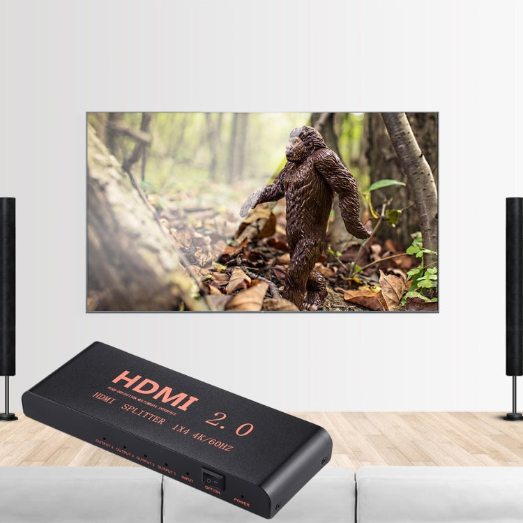 CY-042 1X4 ตัวแยกสัญญาณ HDMI 2.0 4K/60Hz ปลั๊ก EU, 1X4