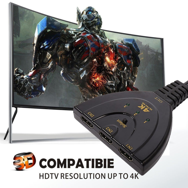 3 in 1 อินพุต HDMI 4K x 2K HDTV Pigtail Switch Adapter HDMI Splitter, 1 in 3