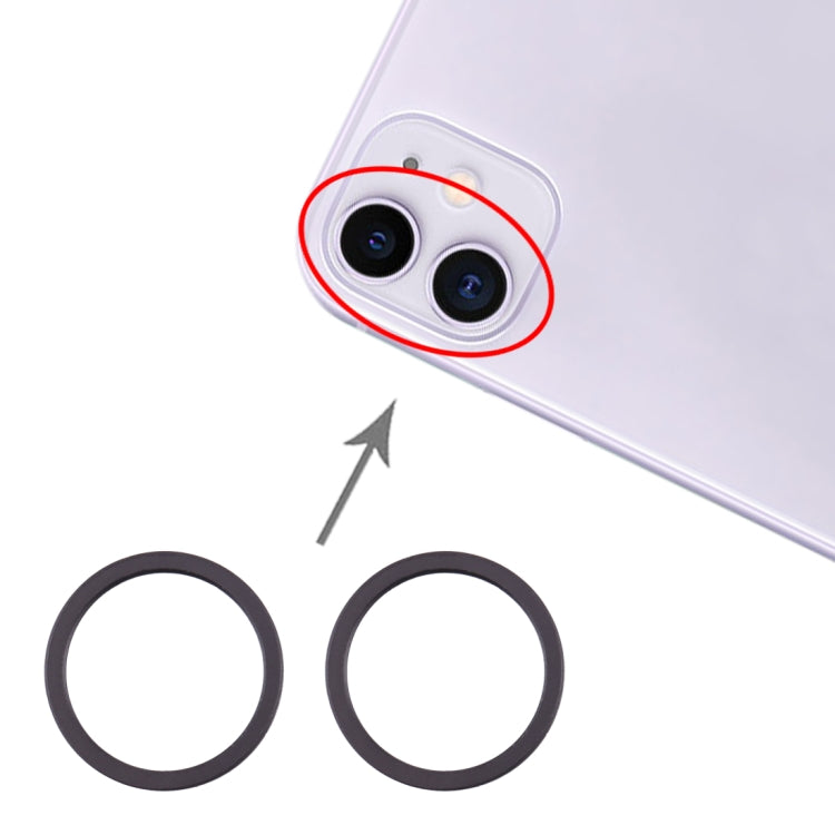 2 ชิ้นกล้องด้านหลังกระจกเลนส์โลหะป้องกันห่วงแหวนสำหรับ iPhone 11, For iPhone 11
