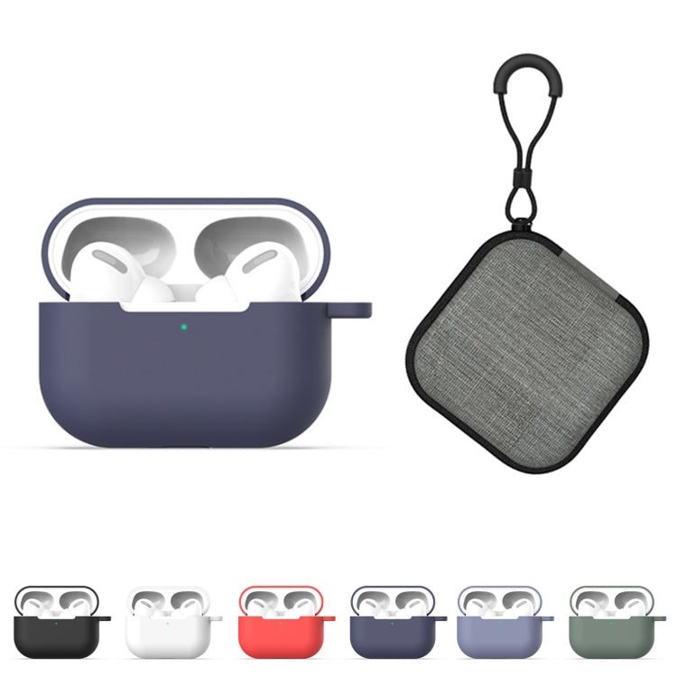 สำหรับ AirPods Pro 5 in 1 ซิลิโคนหูฟังเคส + กระเป๋าหูฟัง + หัวเข็มขัดหูฟัง + ตะขอ + ชุดเชือกป้องกันการสูญหาย, For AirPods Pro