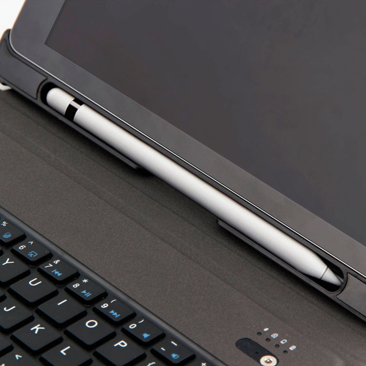 T-201 บลูทูธแบบถอดได้ 3.0 คีย์บอร์ดบางเฉียบ + เคสแท็บเล็ตหนังเนื้อ Lambskin สำหรับ iPad Air / Air 2 / iPad Pro 9.7 นิ้ว รองรับการปรับหลายมุม, T-201