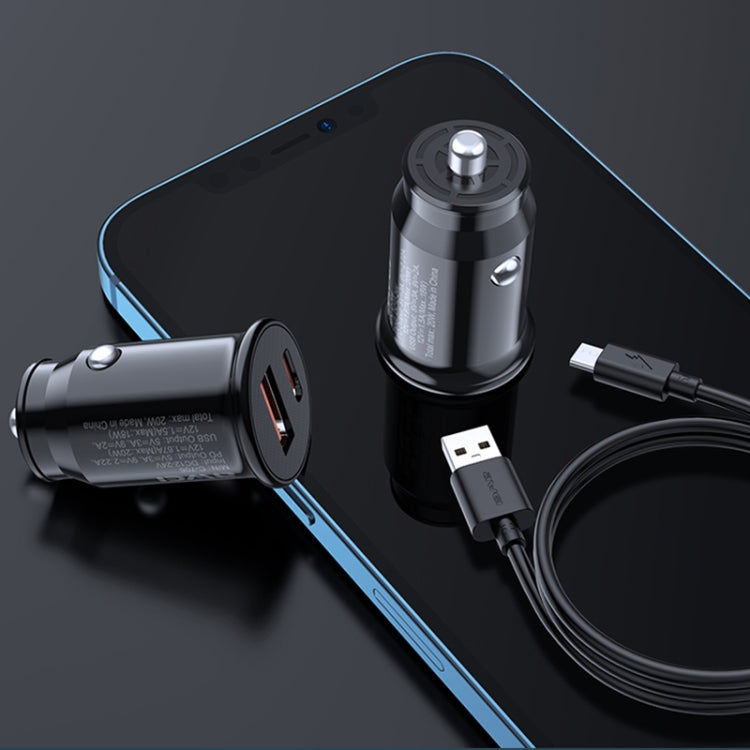 awei C-706 20W PD Type-C + QC 3.0 Type-A ที่ชาร์จแบตในรถพร้อมสายเคเบิลข้อมูล CL-110T, C-706