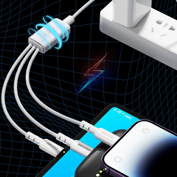 WEKOME WDC-02 Tidal Energy Series 3A USB to 8 Pin+Type-C+Micro USB 3 in 1 PVC Data Cable ความยาว: 1.2 ม.