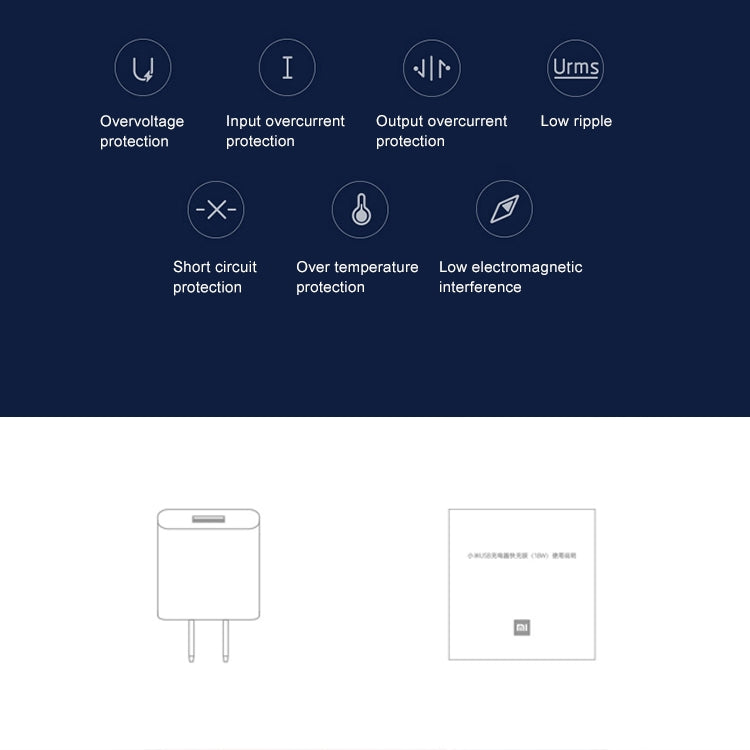 Original Xiaomi 18W Wall Charger Adapter พอร์ต USB Quick Charger, US Plug, 18W