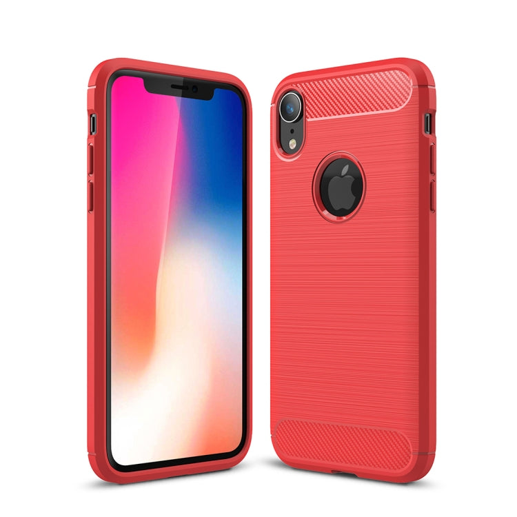 สำหรับ iPhone XR Brushed Texture คาร์บอนไฟเบอร์กันกระแทกเคสหลังป้องกัน TPU, For iPhone XR