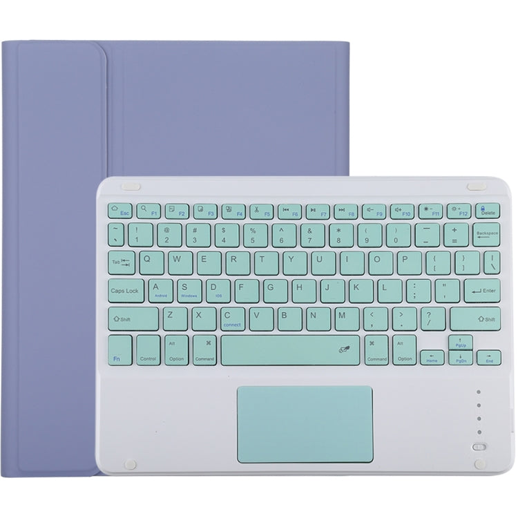 TG-102BC แป้นพิมพ์ Bluetooth สีเขียวที่ถอดออกได้ + เคสแท็บเล็ตหนังไมโครไฟเบอร์สำหรับ iPad 10.2 นิ้ว / iPad Air (2019) พร้อมทัชแพดและช่องเสียบปากกาและที่วาง, Green Keyboard