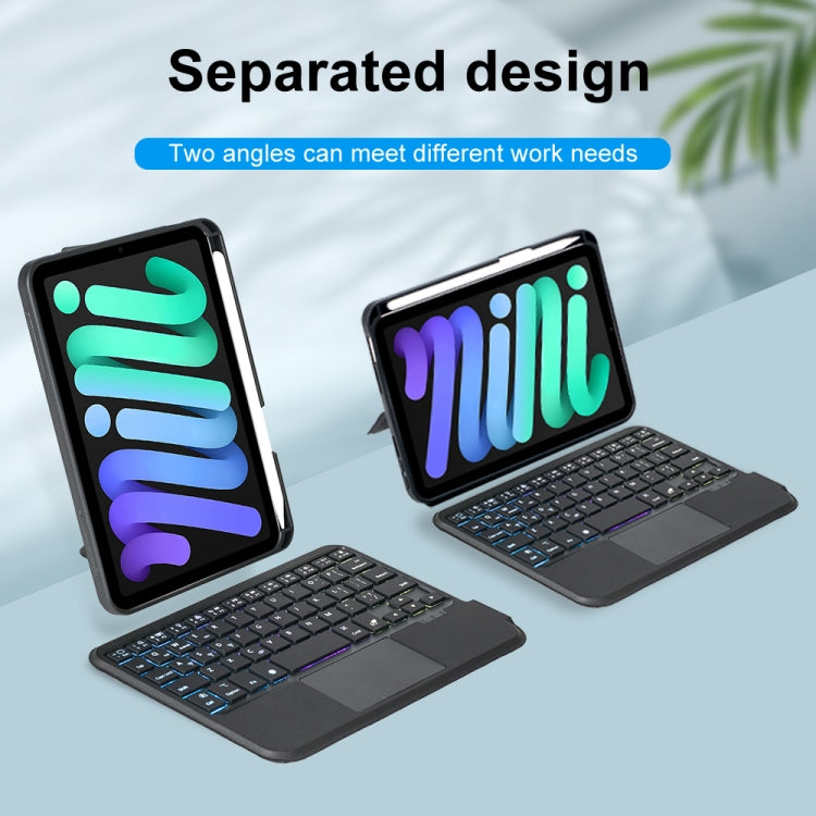 T06-AS สำหรับ iPad mini6 Touch Backlight Split Type ซองหนังคีย์บอร์ด Bluetooth, T06-AS