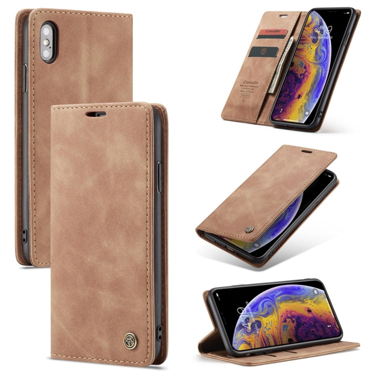 สำหรับ iPhone XS Max CaseMe-013 ซองหนังพลิกแนวนอนแบบมัลติฟังก์ชั่น Retro Frosted พร้อมช่องเสียบการ์ดและที่วางและกระเป๋าสตางค์, For iPhone XS Max