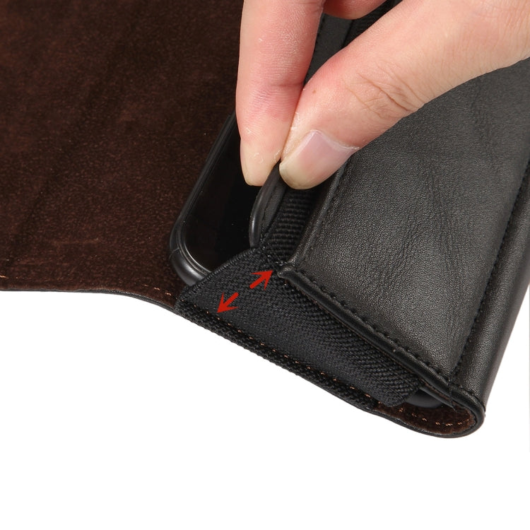 Lambskin วงยืดหยุ่นผู้ชาย 5.7-6.0 นิ้วโทรศัพท์มือถือสากลแขวนเอวซองหนังพร้อมช่องเสียบการ์ดสำหรับ iPhone XS Max / 8 Plus / 7 Plus / Honor 8X และโทรศัพท์มือถือ 5.7-6.0 นิ้วอื่น ๆ