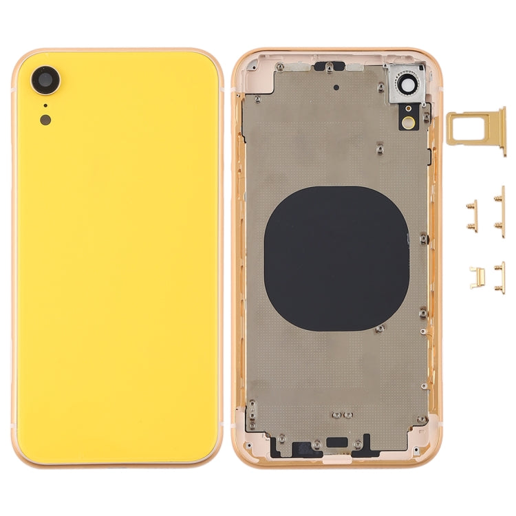 ฝาครอบด้านหลังพร้อมเลนส์กล้องและถาดซิมการ์ดและปุ่มด้านข้างสำหรับ iPhone XR, For iPhone XR (with Side Keys)