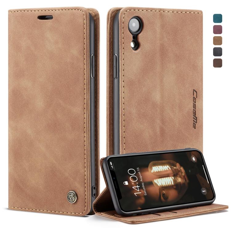 สำหรับ iPhone XR CaseMe-013 มัลติฟังก์ชั่น Retro Frosted ซองหนังพลิกแนวนอนพร้อมช่องเสียบการ์ดและผู้ถือและกระเป๋าสตางค์, For iPhone XR
