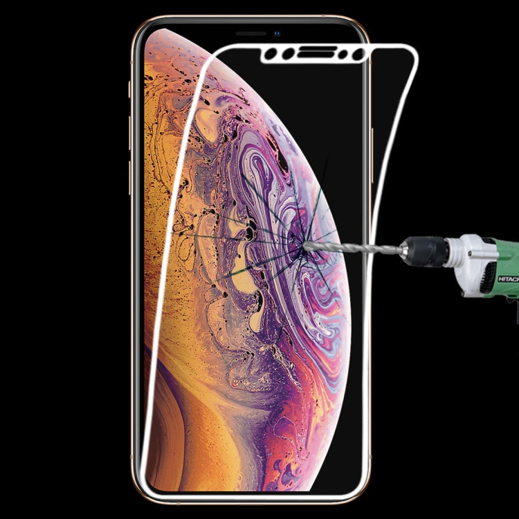 สำหรับ iPhone 11 Pro / XS / X 0.1 มม. 9H เต็มหน้าจอฟิล์มกระจกนิรภัยไฟเบอร์แบบยืดหยุ่น, For iPhone 11 Pro / XS / X Black, For iPhone 11 Pro / XS / X White
