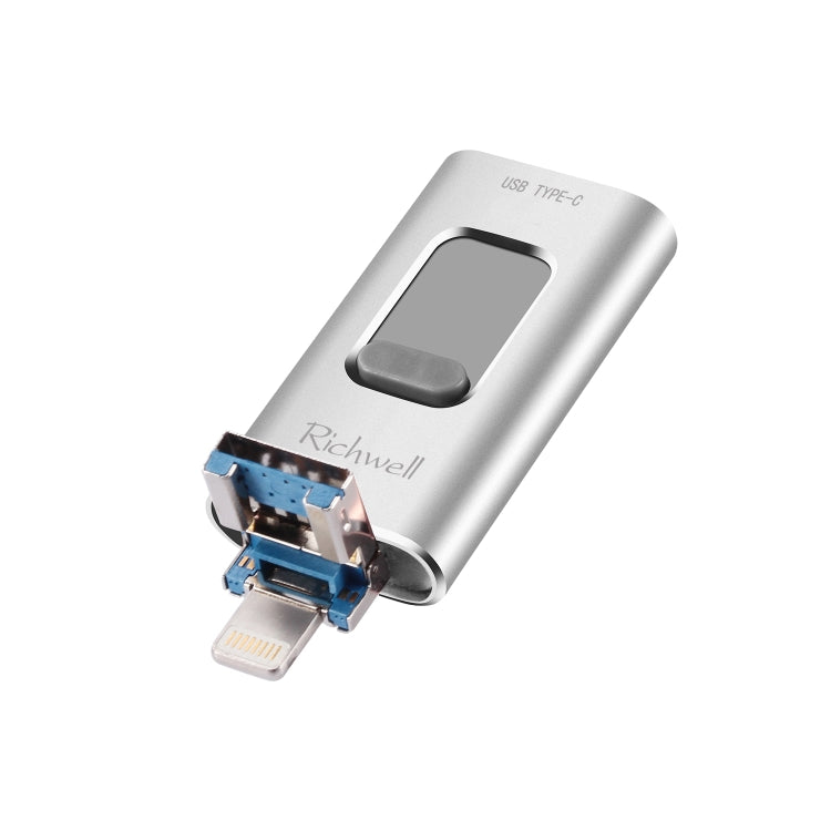 Richwell 3 in 1 16G Type-C + 8 Pin + USB 3.0 Metal Push-pull Flash Disk พร้อมฟังก์ชัน OTG
