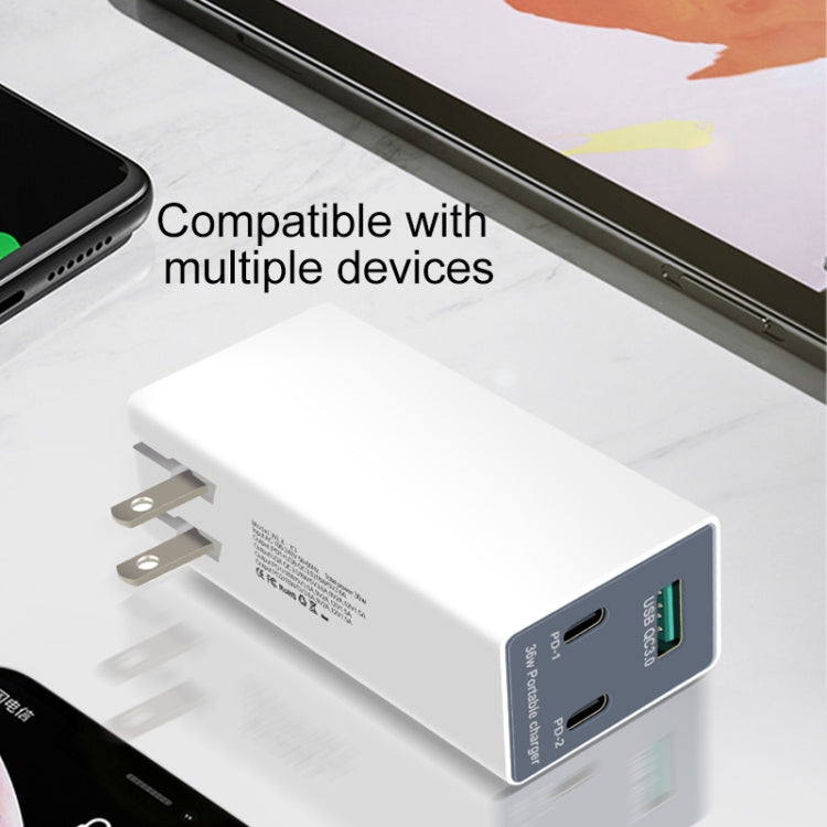 WLX-X3 36W 90 องศาขาพับได้เครื่องชาร์จ USB มัลติฟังก์ชั่นแบบพกพา, ปลั๊ก US
