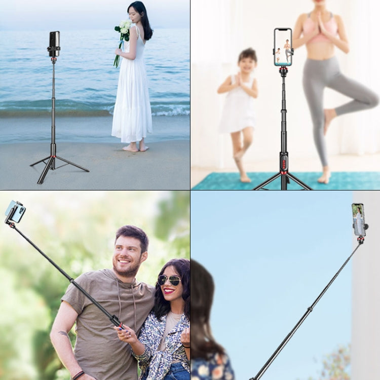 โทรศัพท์มือถืออลูมิเนียมอัลลอยด์ Bluetooth Selfie Stick Live Floor ขาตั้งสามขา ความสูง: 1.8 ม, Height: 1.8m