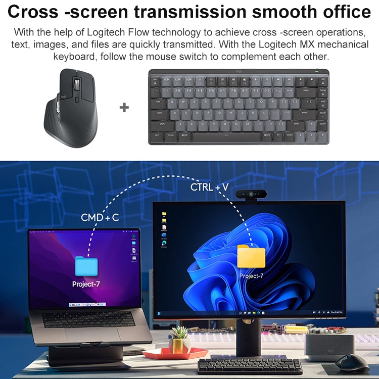 Logitech MX Master 3s 8000DPI 2.4GHz เมาส์ Bluetooth ไร้สายตามหลักสรีรศาสตร์