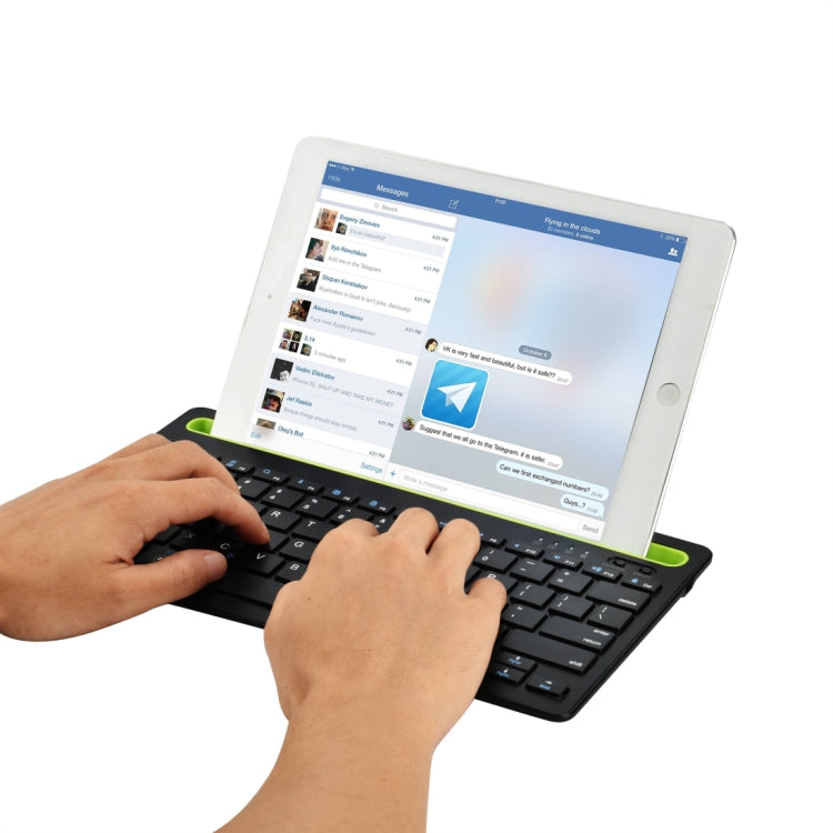 B908 คีย์บอร์ดไร้สาย Bluetooth 78 คีย์บางเฉียบพร้อมที่วางโทรศัพท์มือถือเว้า