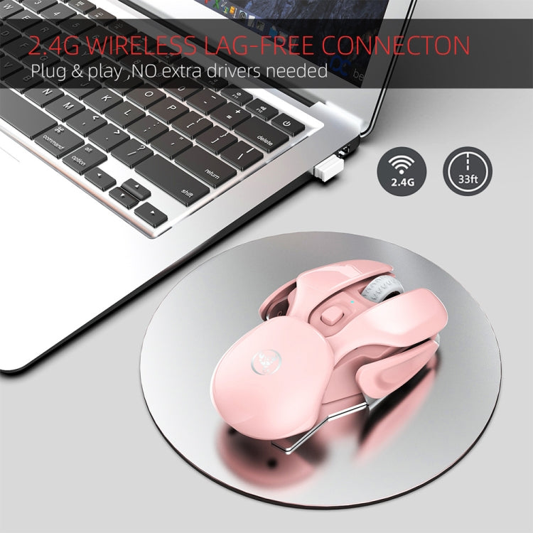 HXSJ T37 2.4GHz 1600dpi เมาส์ปิดเสียงไร้สายแบบปรับได้ 3 โหมด, T37 Pink