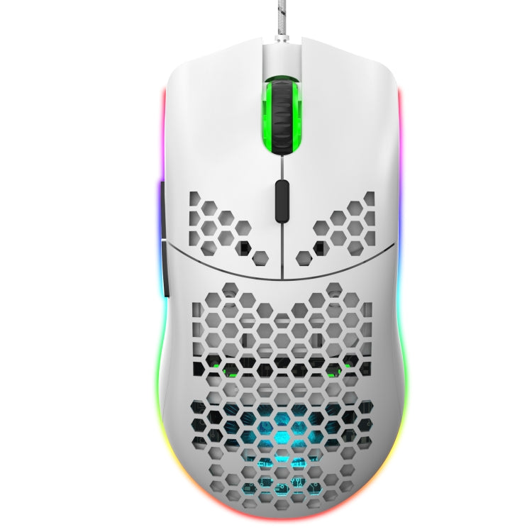 HXSJ J900 6 คีย์ RGB Lighting เมาส์แบบมีสายสำหรับเล่นเกมแบบตั้งโปรแกรมได้ (สีขาว), J900(Black), J900(White)