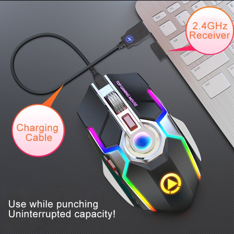 YINDIAO A5 2.4GHz 1600DPI 3 โหมดปรับแสง RGB แบบชาร์จไฟได้ไร้สาย เงียบ เมาส์สำหรับเล่นเกม