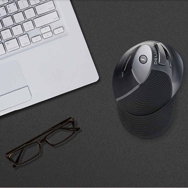 DELUX M618GX เมาส์แนวตั้งตามหลักสรีรศาสตร์ไร้สาย 1600DPI Optical Mouse, M618GX