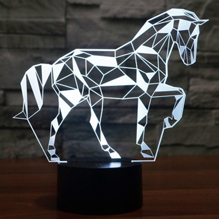 7 สีเปลี่ยนสี Creative Visual สเตอริโอโคมไฟโคมไฟตั้งโต๊ะ Night Light, Horse Shape