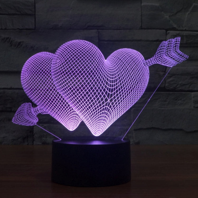7 สีเปลี่ยนสี Creative Visual สเตอริโอโคมไฟโคมไฟตั้งโต๊ะ Night Light, Arrow Through Heart Style