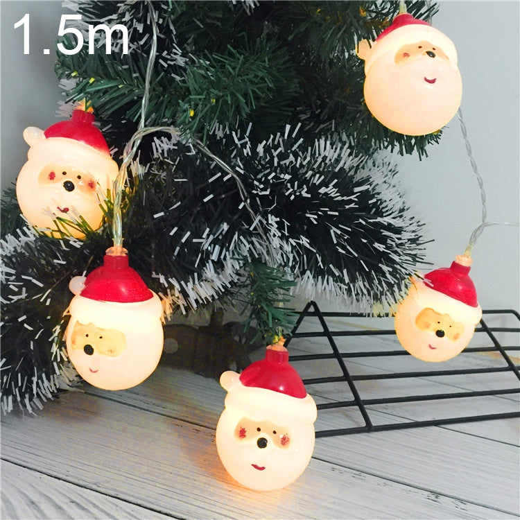 10 LEDs 2 x AA แบตเตอรี่ กล่องขับเคลื่อนโคมไฟตกแต่งนางฟ้าอบอุ่นสำหรับคริสต์มาสปาร์ตี้ห้องนอน, 1.5m Santa Claus Colorful Light, 1.5m Santa Claus Warm White