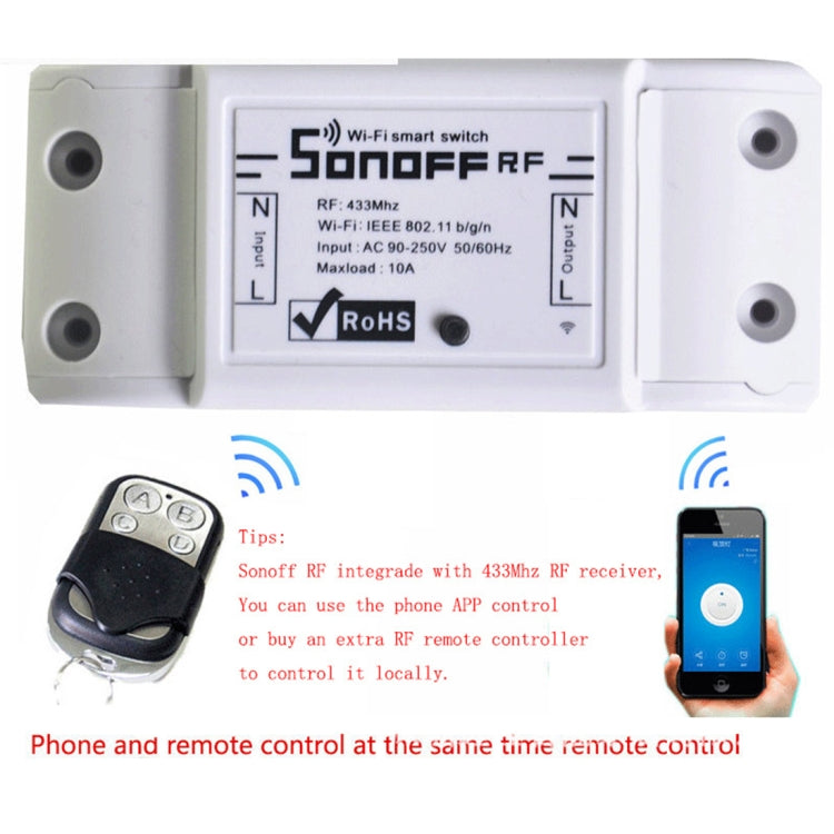 Sonoff Smart 433MHz ไร้สาย 4 ปุ่มรีโมทคอนโทรลโลหะ, ระยะรีโมทคอนโทรล: 20-30 ม., 433MHz Remote Controller