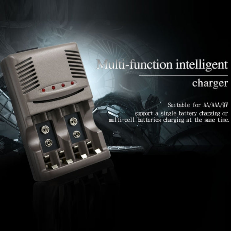 เครื่องชาร์จแบตเตอรี่ AC 100-240V 4 ช่องสำหรับแบตเตอรี่ AA และ AAA และ 9V Ni-MH, ปลั๊ก EU